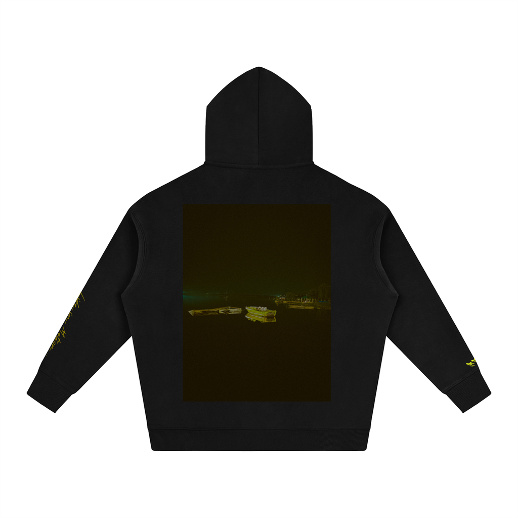 Oversize Boat graphic Fleeced Hoodie